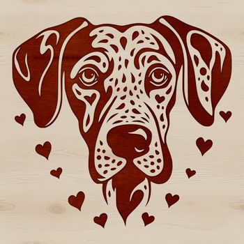 A large breed dog, depicted with affectionate expressions on its face, represented in vector format.