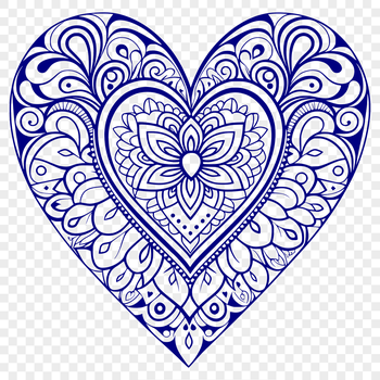 A colorful mandala design featuring a heart shape in the center.