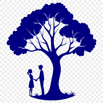 An ornate graphic design featuring a tree with two hearts or leaves merged together, suitable for various applications.