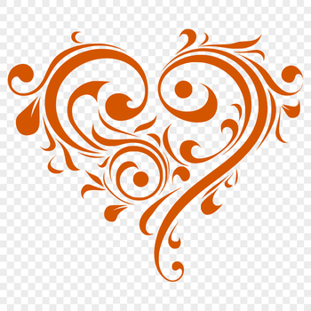 A stylized heart shape with ornate details, suitable for Valentine's Day or wedding decorations.