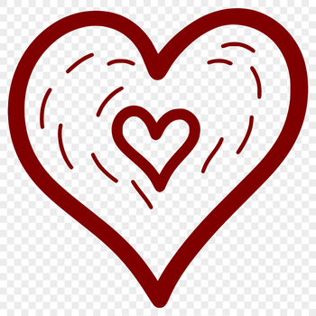 A geometric shape with symmetrical curves forming a classic love symbol.