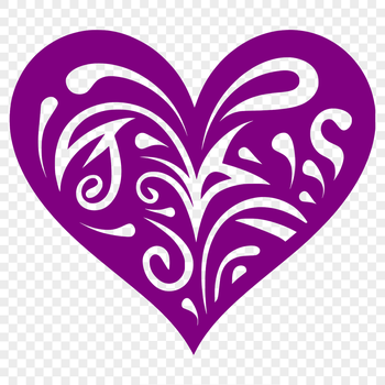A stylized heart shape designed for digital use, suitable for vector graphics and cutting machines.