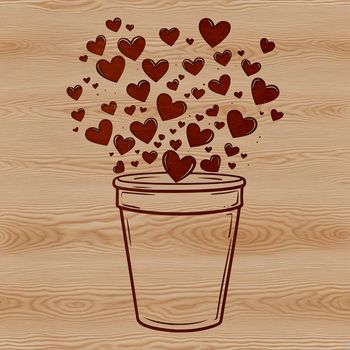 A simple cup design with love hearts patterned on it.