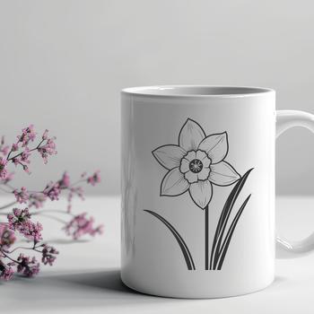 An intricately designed vector graphic of a single daffodil plant, suitable for use in various digital projects.