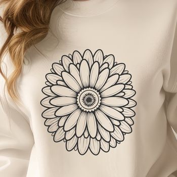 A detailed illustration of a white daisy flower with yellow center against a transparent background.