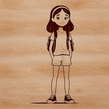 A high-quality digital illustration of a young female figure, suitable for various design applications.
