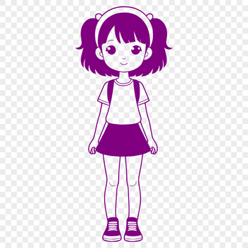 A young girl illustration in vector format, suitable for various design applications.