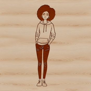 A young female figure in vector format, suitable for cutting machine designs.