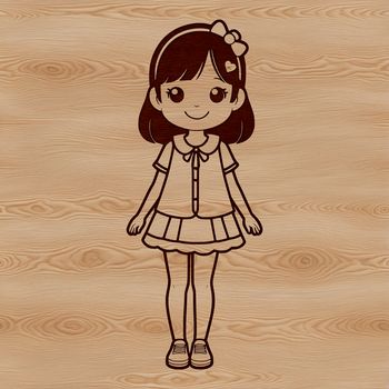A young female figure created as a vector graphic, suitable for digital design projects.