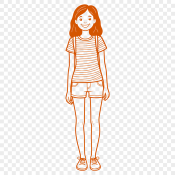 Young girl illustrated in a digital vector format.