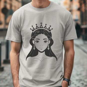 Illustrative female character in royal attire, suitable for vector design projects.