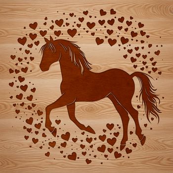 A horse illustration with heart shapes added to its body.