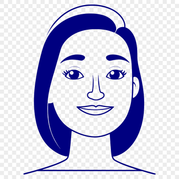 An SVG illustration of a woman with clean lines and minimal details.