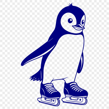 A black and white illustration of a penguin, suitable for cutting out with a Cricut machine or laser cutter.