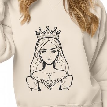 A young female character with royal attire, suitable for digital editing and cutting machine projects.