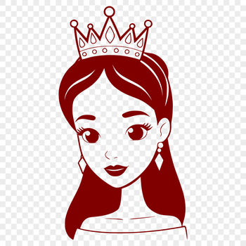 A royalty-inspired illustration of a female character in a regal pose, designed as an SVG file.