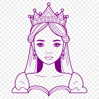 A young female character in royal attire, depicted as a vector graphic.