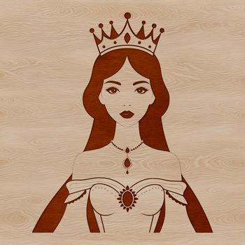 A regal female character with a crown, inspired by traditional fairy tale illustrations.