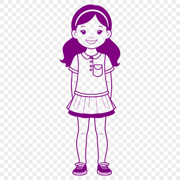A young girl illustrated in vector format as a digital graphic.