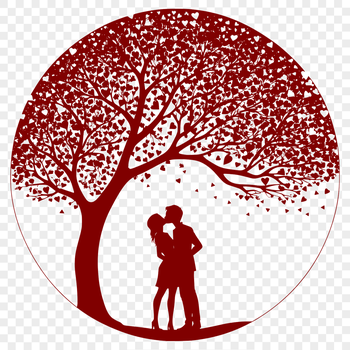 A heart-shaped tree symbolizing love and unity, suitable for weddings or Valentine's Day designs.
