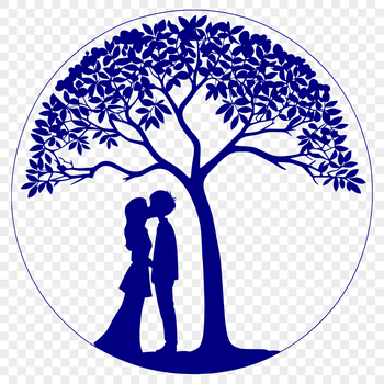 A stylized illustration of a tree with intertwined branches, symbolizing the love between two people.