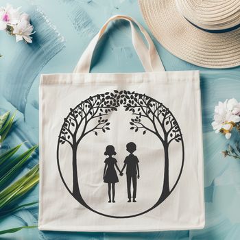 An ornate vector design featuring a tree with a heart-shaped trunk, representing the connection between loved ones.