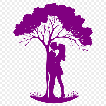 A stylized illustration of a tree with intertwined branches forming a heart shape, symbolizing love and togetherness.