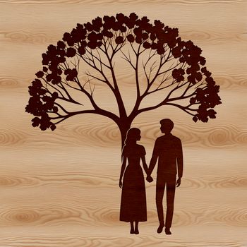 Illustrative symbol of love and unity in the form of a stylized tree.