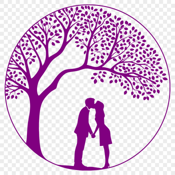 A stylized illustration of a tree with intertwined branches forming a heart shape, often used as a symbol of eternal love.