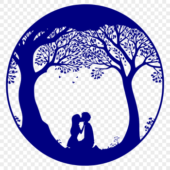 An iconic vector design featuring a tree embracing two lovers, ideal for valentines or wedding decorations.