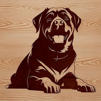 A close-up illustration of a Rottweiler dog lying on its side with its paws relaxed.