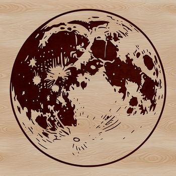A vector illustration of the Moon in a simplified style.