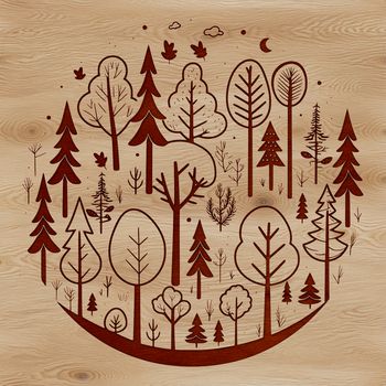 Detailed computer-generated graphic of a dense woodland landscape featuring various tree species and plants.