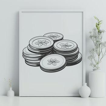 A digital illustration of various denominations of coins in a flat design style.
