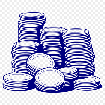 A set of digital coins in various denominations, presented as a vector graphic.