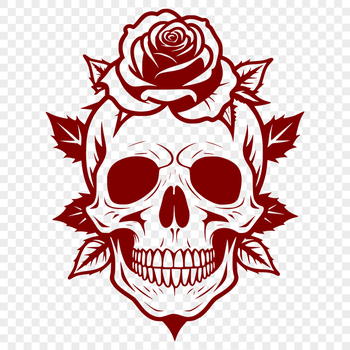 A detailed SVG illustration of a Gothic-inspired skull with intricate details.