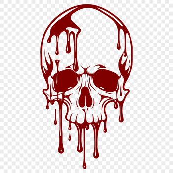 A detailed illustration of a skull with dripping liquid, suitable for vector art designs.