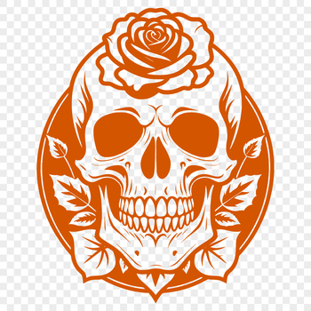 A gothic-style skull with intricate details and ornate patterns, suitable for various designs and crafts.