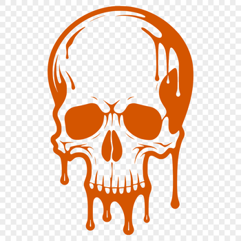 A detailed vector art design of a dripping skull suitable for commercial use or personal projects.