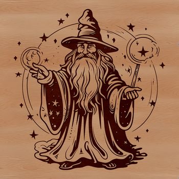 A fantasy-themed illustration of a wizard, perfect for vector art designs.