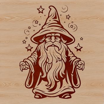 A medieval-style wizard character in a fantasy setting, depicted with magical staff and attire.