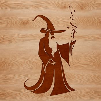 A fantasy wizard character in vector format, suitable for digital design and printing.