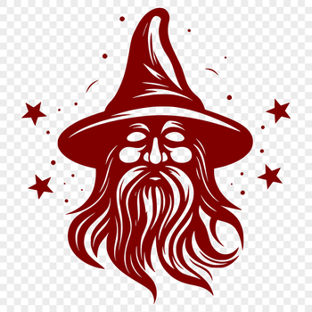 A digital illustration of a wizard's head with mystical features.