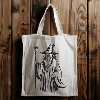 A medieval-style illustration of a wise wizard with a long white beard and pointed hat, surrounded by mystical elements.