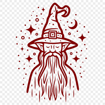 A medieval-style wizard casting a spell with his staff, depicted in a vector format for easy editing.