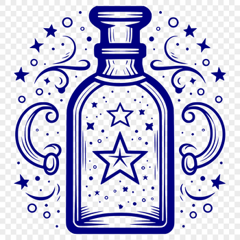 A gothic-inspired illustration of a witchcraft scene featuring an ornate potion bottle and mystical elements.