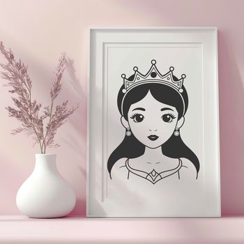 A young female character dressed in royal attire, suitable for vector graphics or digital design.