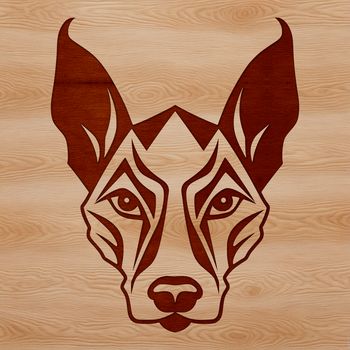 A stylized digital illustration of a Doberman Pinscher dog breed.