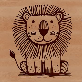 Illustrative vector art of a sitting lion, a wild animal commonly found on the savannah.