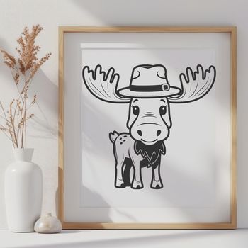 A large, wild North American moose in a forest environment.